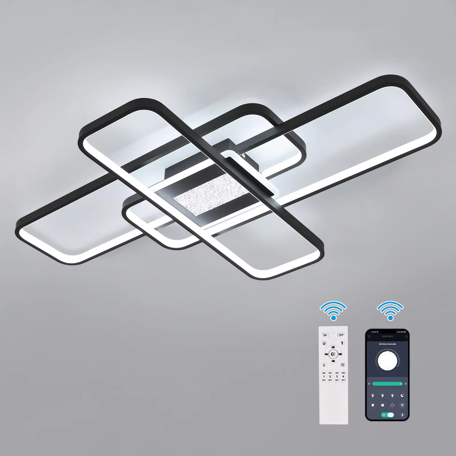 LED Ceiling Lights,Dimmable Square Light Fittings Ceilings with Remote Control 3000K/4500K/6500K For Dining Room,Bedroom