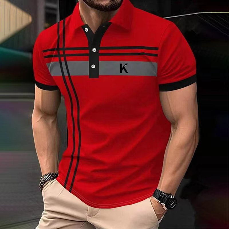 Herren Line Rugby Polo Kurzarm Poloshirts Hemden mit Kragen Lässige Schule Outdoor Freizeitsport Alltagskleidung Herrenbekleidung