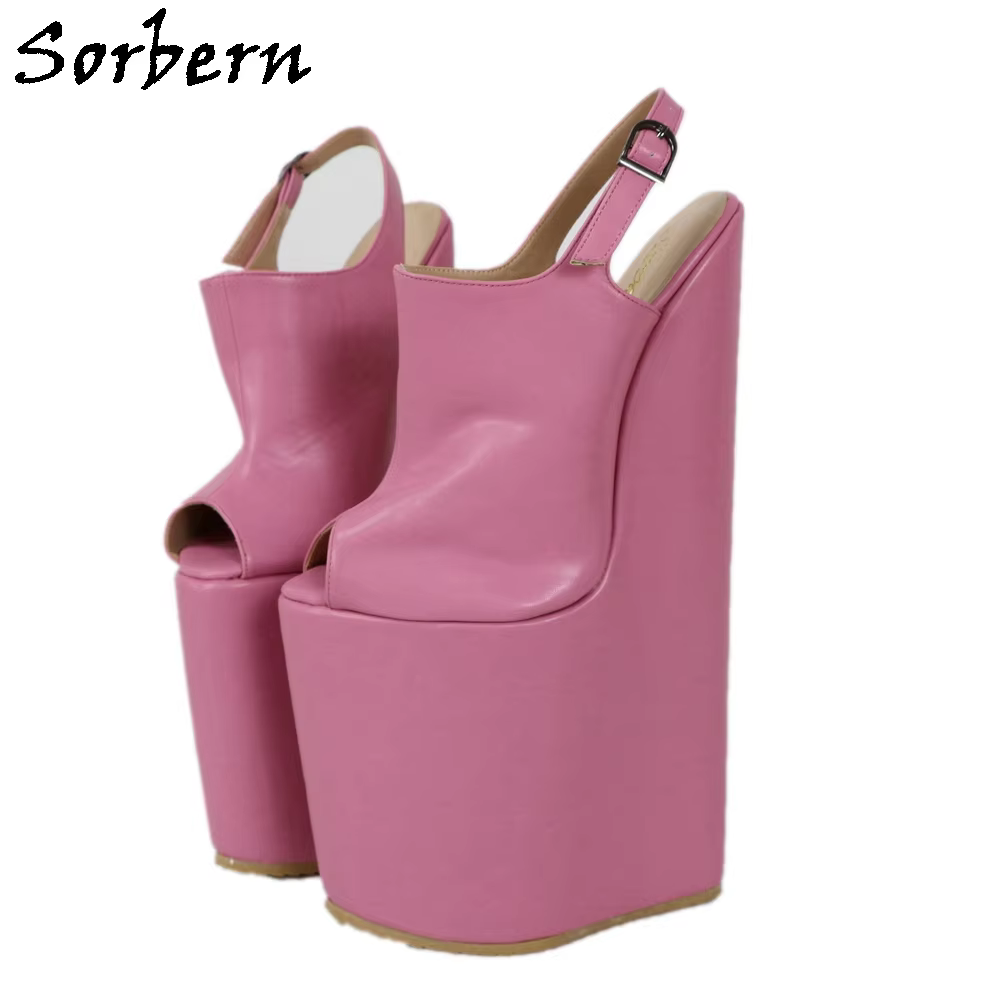 Sorbern Custom 30Cm Extreme High Wedges Women Pumps Slingback Peep Toe Ankle Strap Thick Platform Fetish Shoes Drag Queen Pump