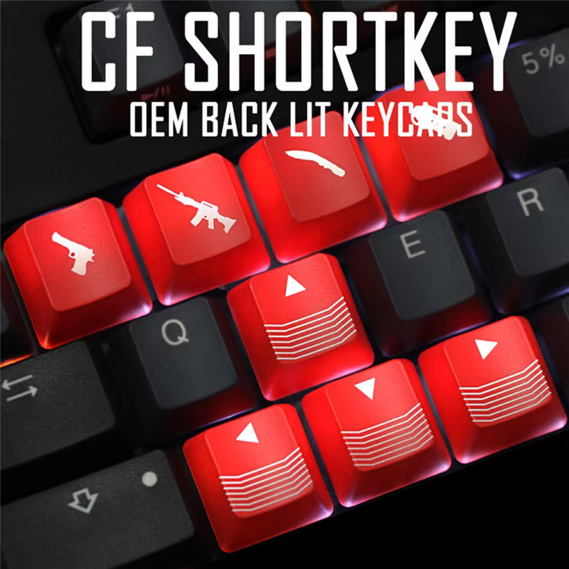 Gamer Mechanical Keyboard Keycap WASD Arrow 4 Key OEM Profile ABS Gaming Backlit Custom Transmit Light Mx Switch Arms Gun Keycap