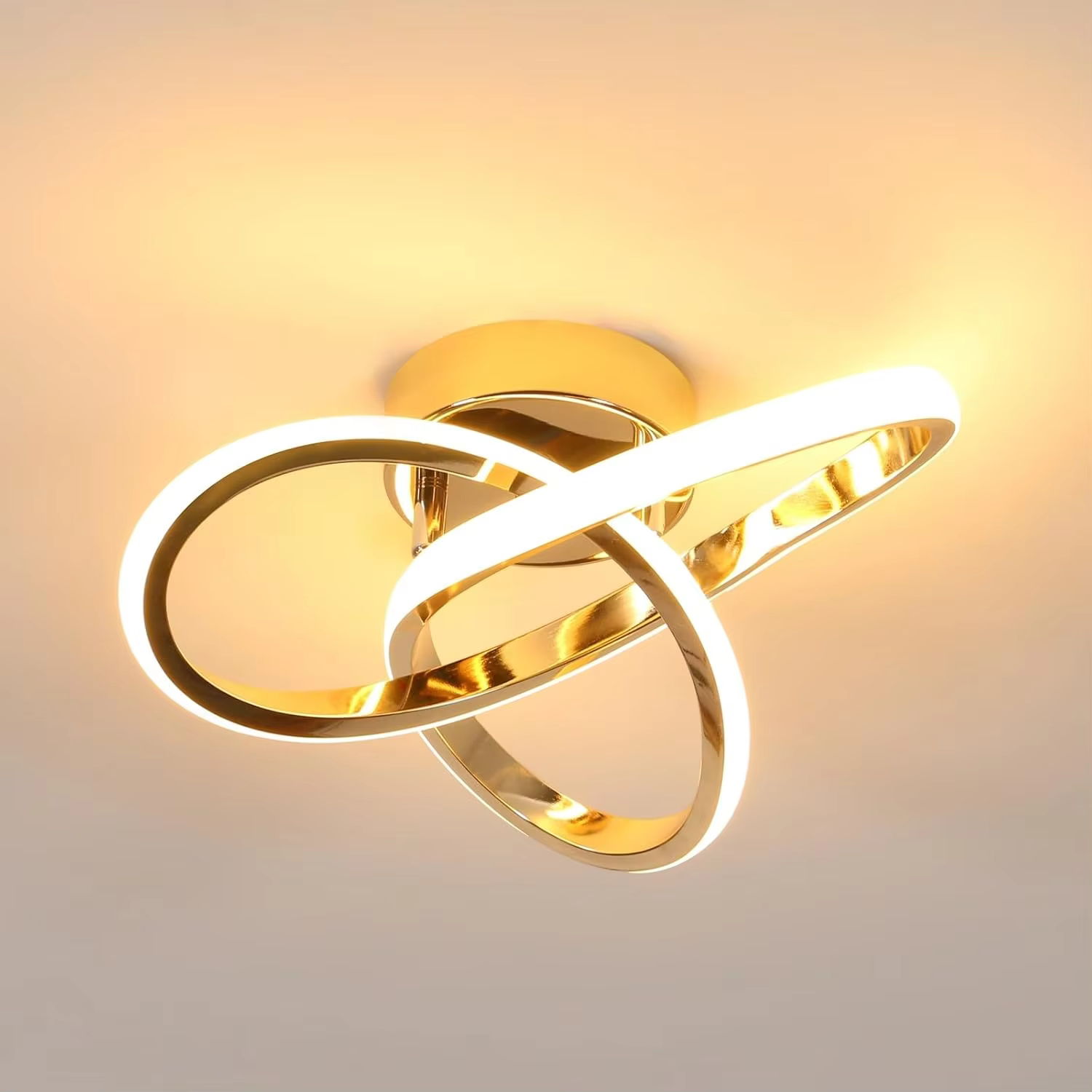 LED Ceiling Light, 22W 2500 LM, Modern LED Ceiling Lamp,Gold Aluminium Ceiling Light for Bedroom,Living Room,Warm White,3000K