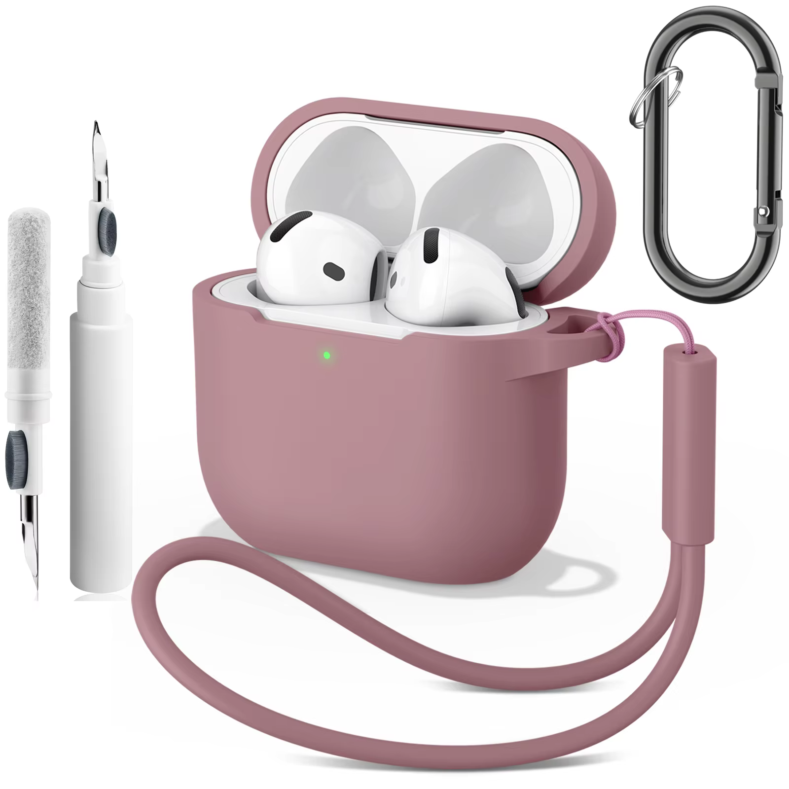 Silicone Case For Apple Airpods 4 Cover Wireless Bluetooth Earphone Protective Sleeve For AirPods 4 With Lanyard Cleaning Brush