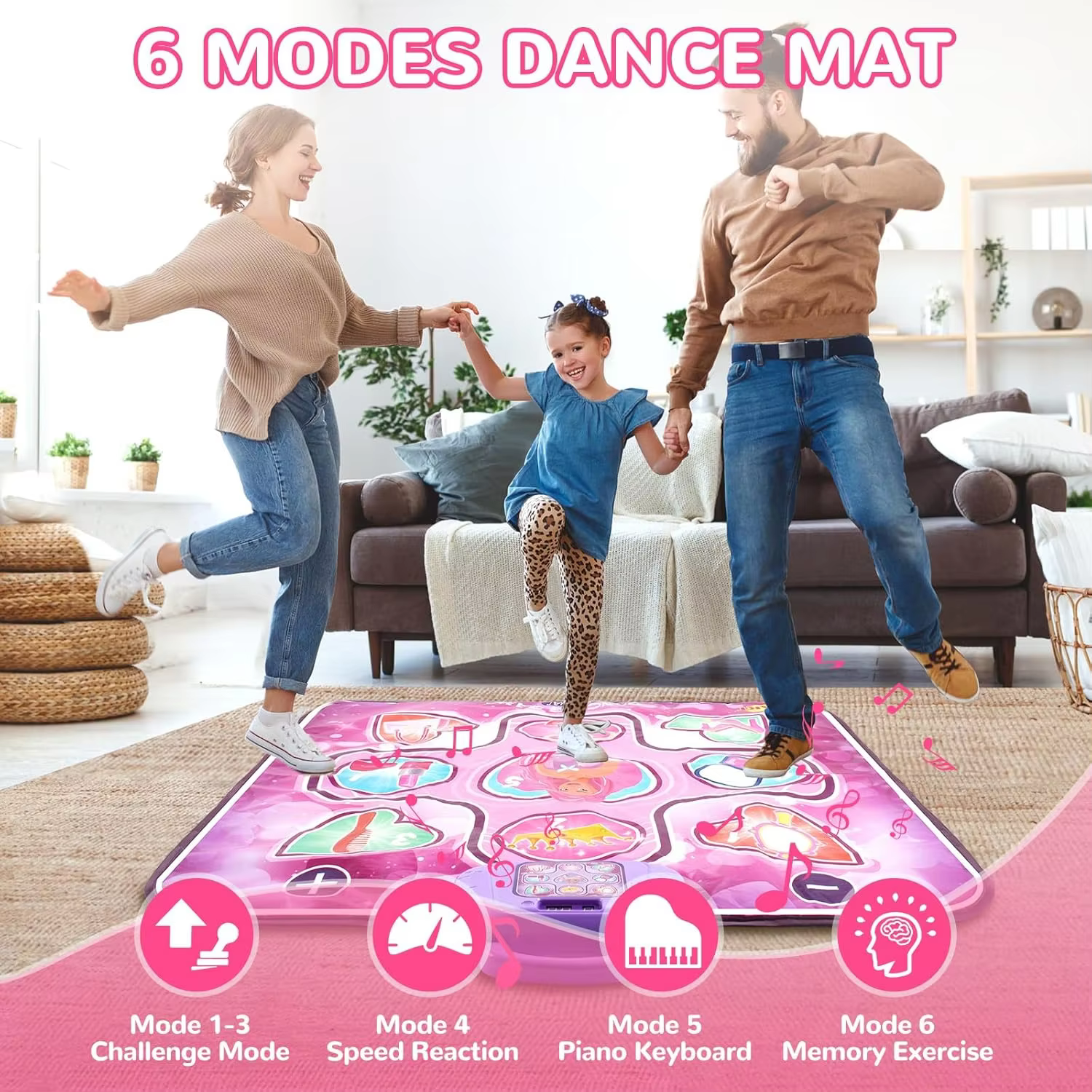 90x102CM Kids Electronic Dance Mat Dancing Blanket Double Players Mode with 9 Levels Kid Floor Music Blanket Educational Toys