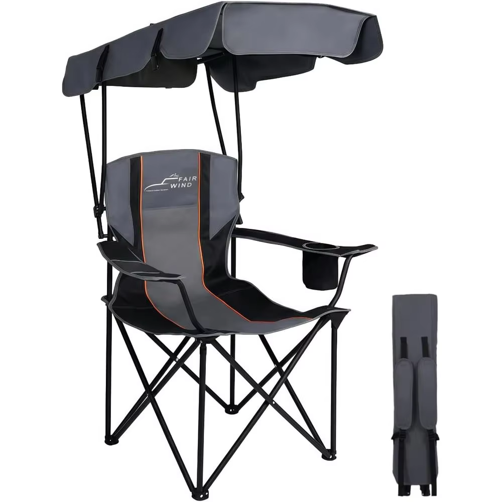 Portable Heavy-Duty Camping Chair with Shade for Beach, Outdoors, and Sports, Supports up to 380lbs