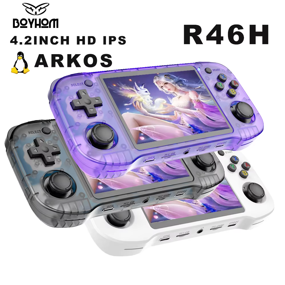 BOYHOM R46H Handheld Retro Game Console 4.2 Inch HD IPS Screen 15000+ Games Portable Video Player