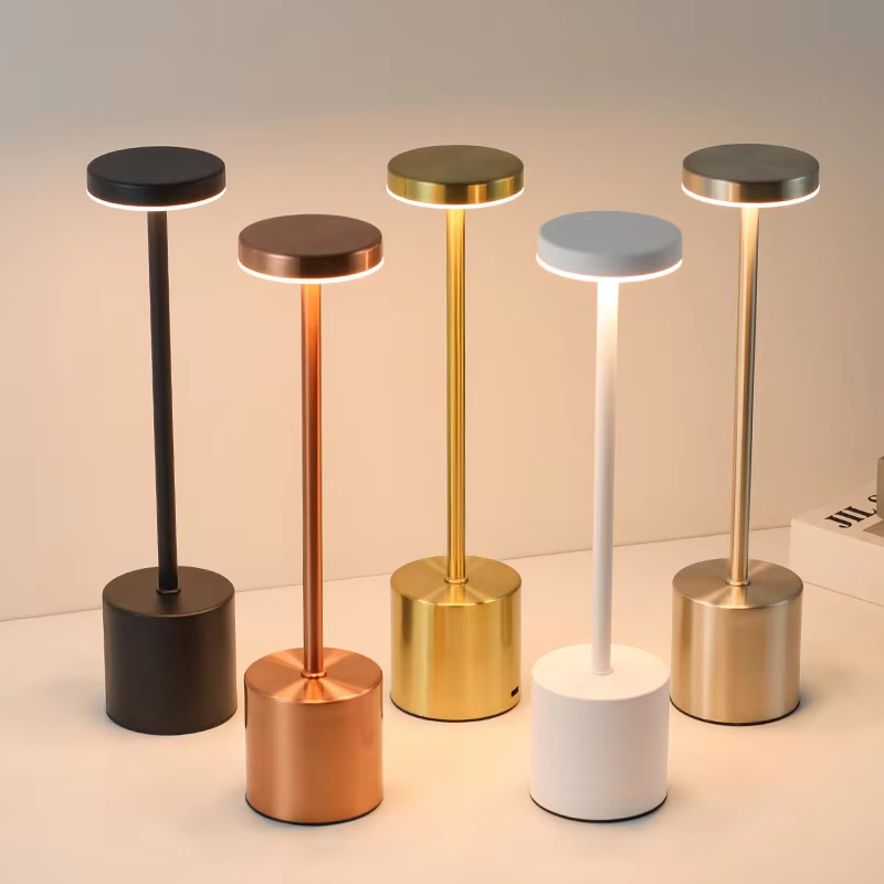 3 Colors Rechargeable Alloy Cordless LED Table Lamp Touch Switch Night Light Nordic Style Home Bar Restaurant Ambiance Desk Lamp