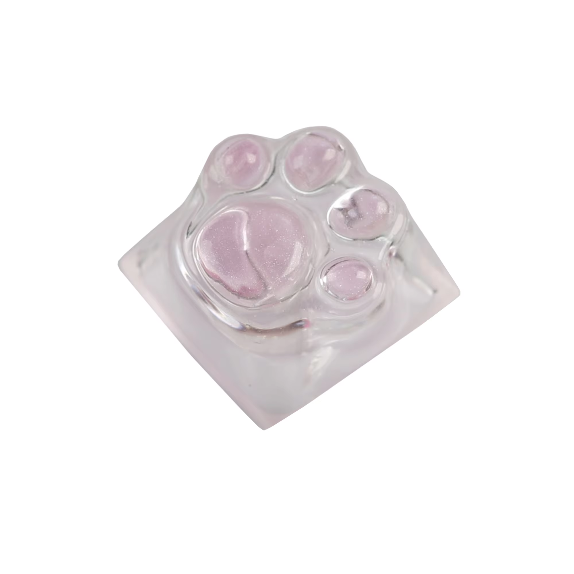 Cute Pink Handmade Cat Claw Keycaps Transparent Resin Shine Through Detachable Keyboard Creative for MX Mechanical Keyboard