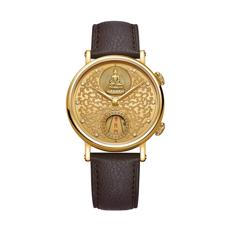 Beijing 24K Gold Bhaiṣajyaguru Watch mechanical watch automatic leather band luxury classic fashion business watch man men