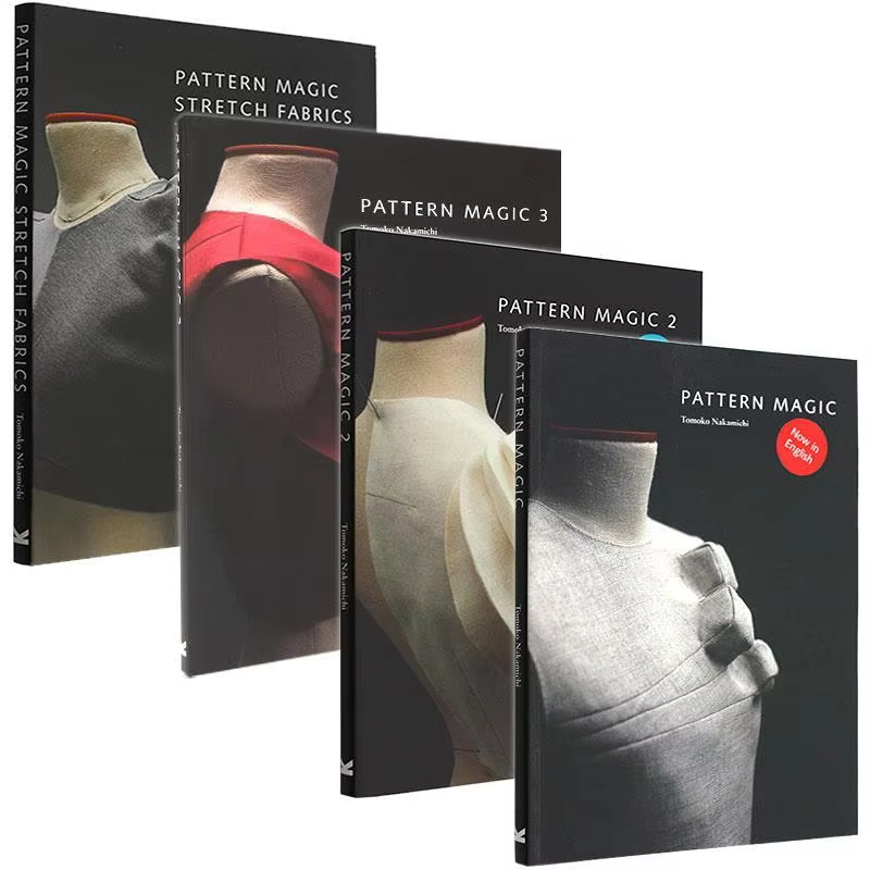 4 Books Tomoko Nakamichi Pattern Magic Book Volume 1-4 Stretch Fabrics Clothing Cutting Design Teaching Book