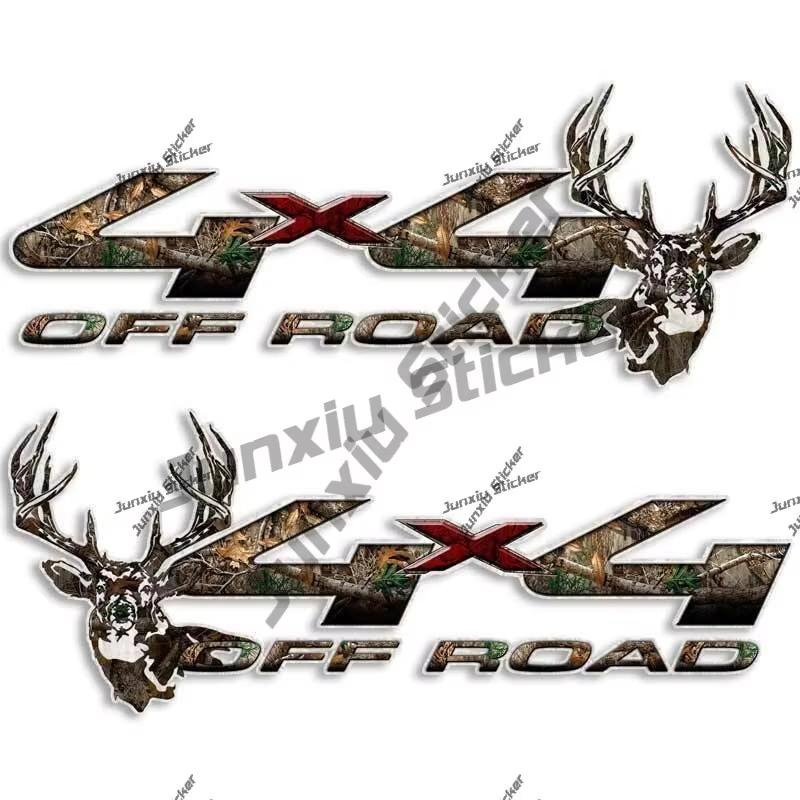 2 Pack 4x4 Off Road Camouflage Truck Decal Sticker Deer Hunting Diesel Pickup Camper Trunk Atv Utv VAN RV SUV Anti Scratch