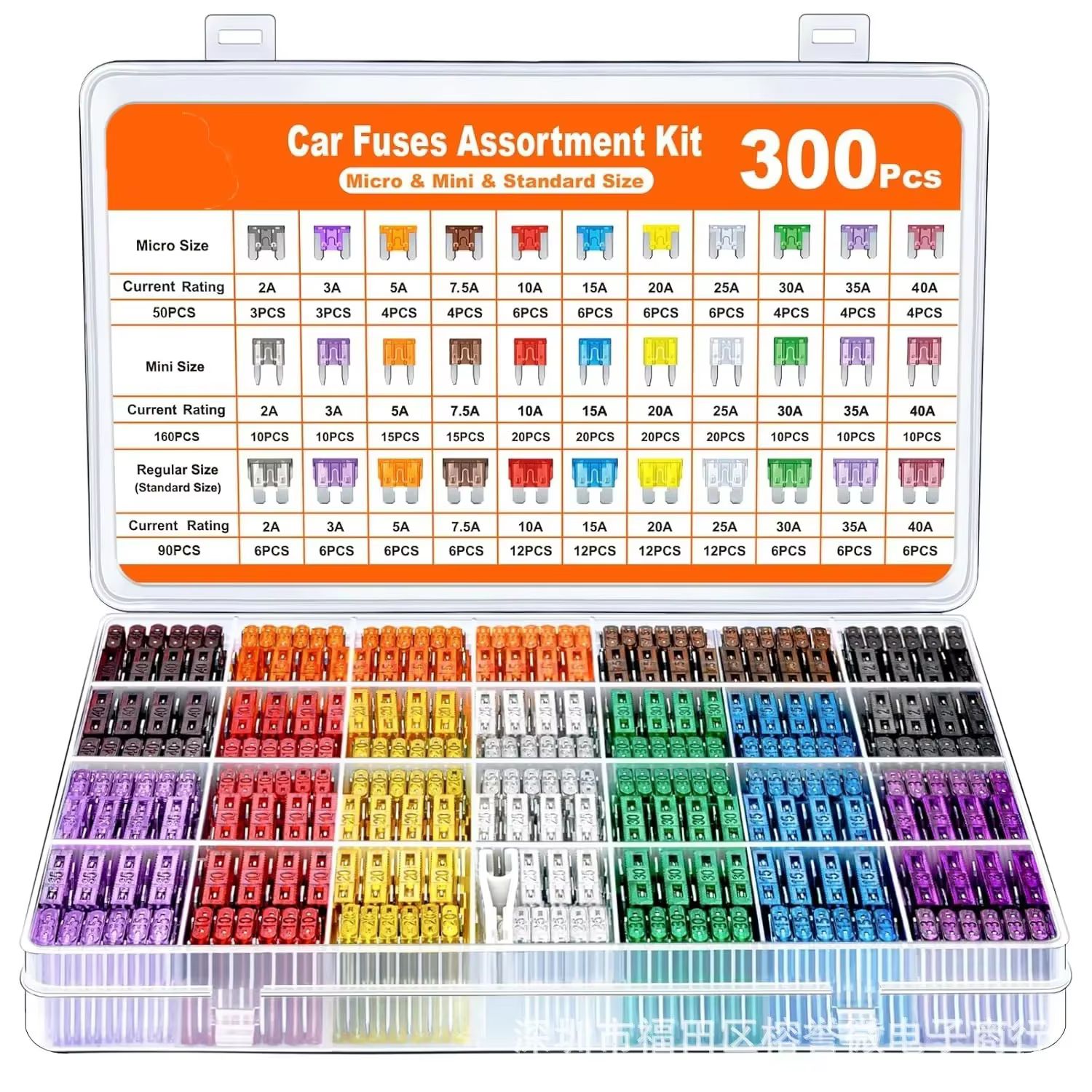300/180/120/100PCS Medium and small car Auto Fuse Kit 2A~40A 11 Types Car Fuse Assortment with Box Blade Type Fuse Assorted Kit