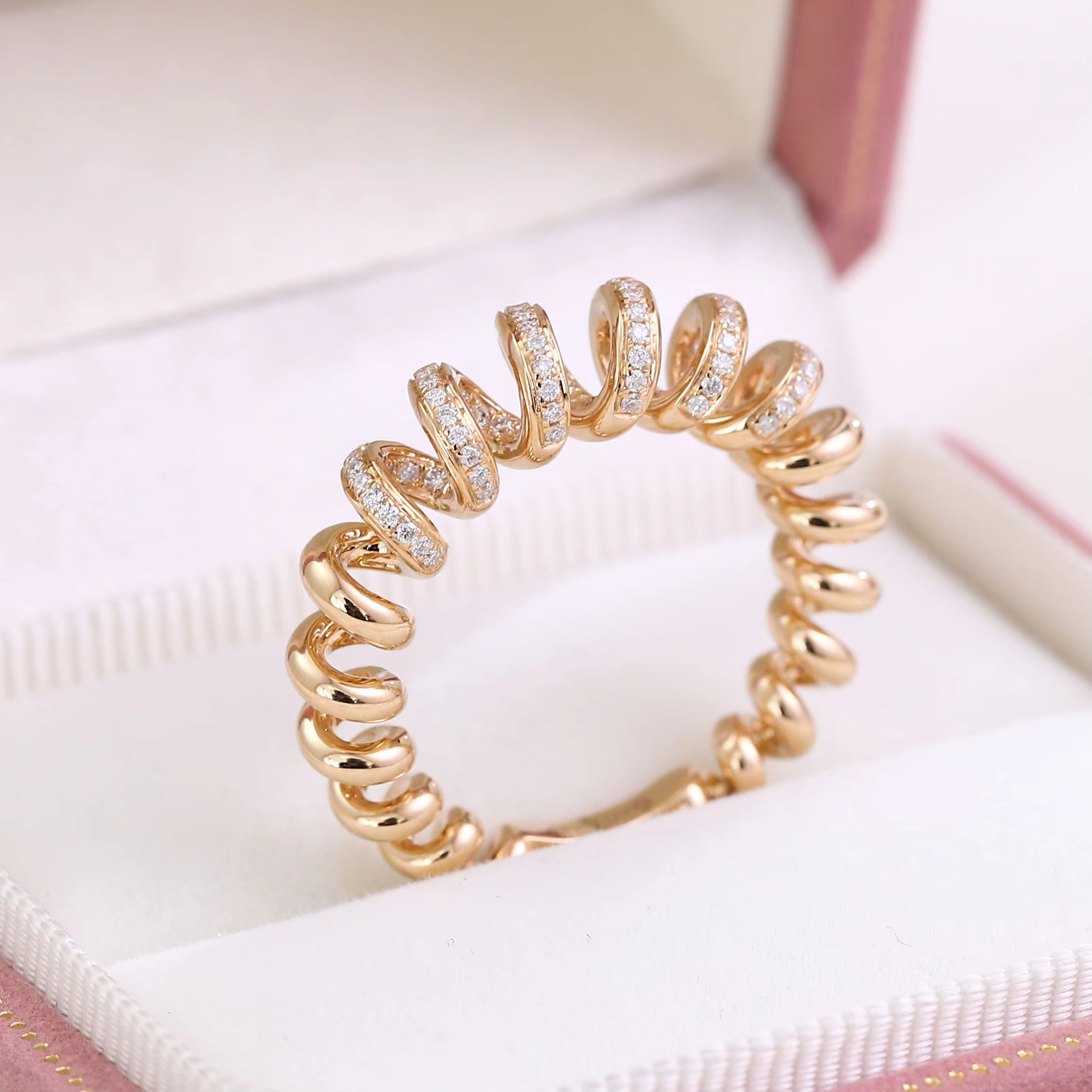 Provence Spiral Point Ring 10KGold DEF/VS lab diamonds Everyday Fashion Rings Women's Parties Accessories jewelry Custom