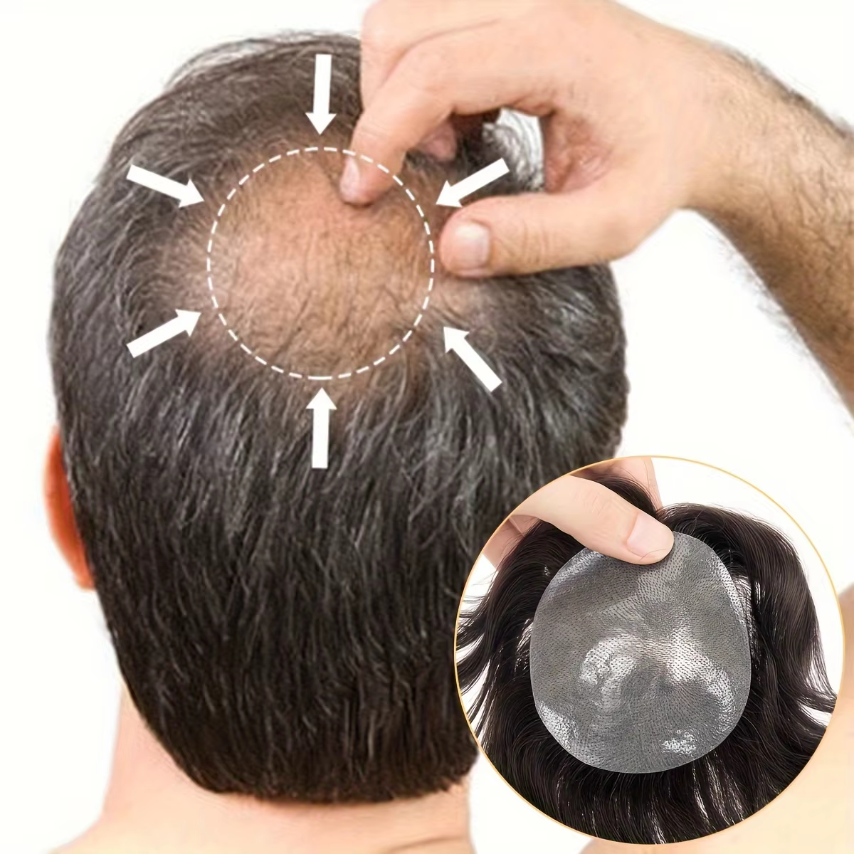 Herren-Toupet, echtes menschliches Haar, weiche, dünne Haut, Herren-Haarteile, Haarersatzsystem für leichten Haarausfall