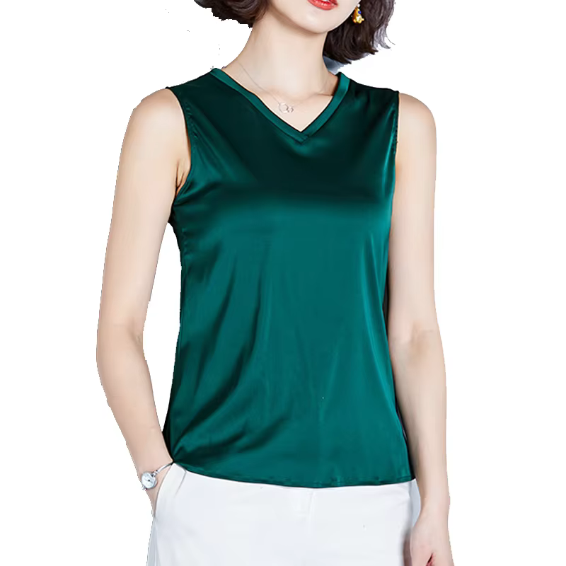 New Imitation Silk Ladies Sleeveless Blouse Halter Sexy Shirt Tops