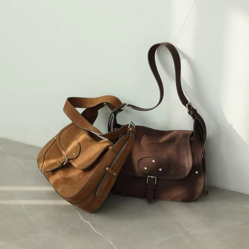 Genuine Leather Retro Luxury Crossbody Bags For Women Soft Shoulder Bag With Adjustable Shoulder Strap