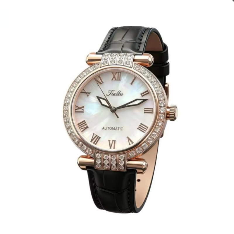 Tielbo/Tianbo TC501 Yayun series high-end luxury temperament diamond-encrusted dial couple mechanical leather watch
