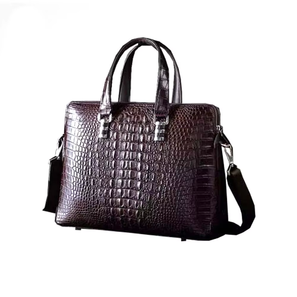 ourui new male men briefcase brown  male crocodile bag men handbag