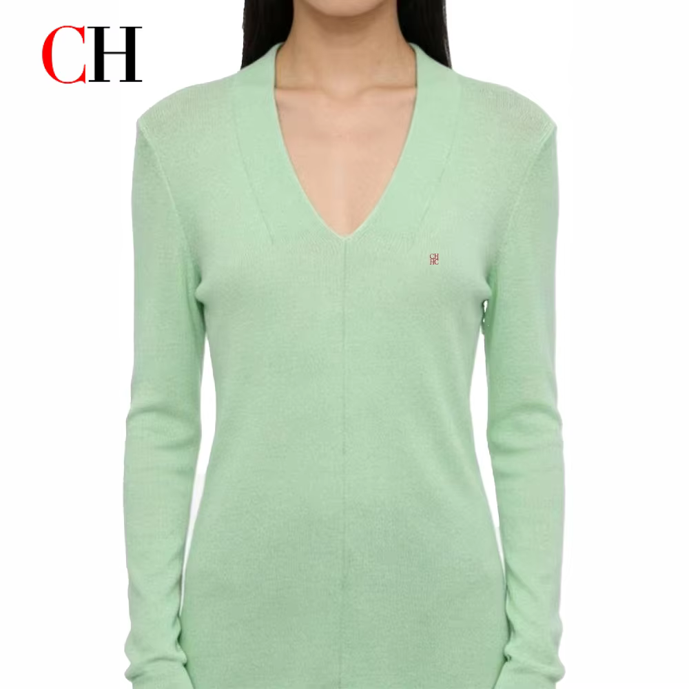 Suéter de punto con cuello en V de color sólido para mujer, suéter de punto suave de manga larga y corte ajustado para uso diario informal en otoño e invierno