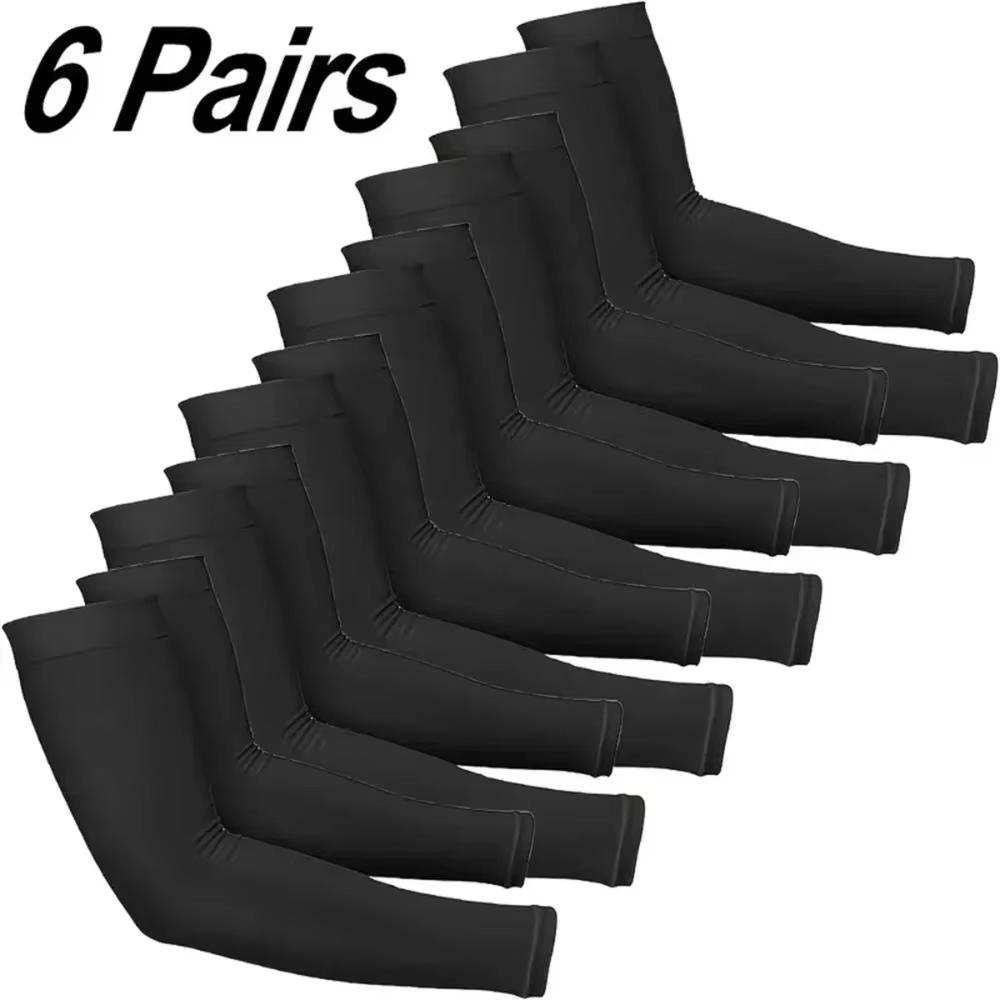 6 pairs unisex cooling arm sleeves compression breathable for men women sports outdoor UV protection use