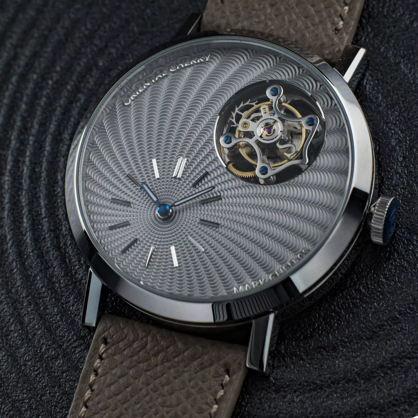 Jichen Sakura MC-05 Tourbillon Mechanical Men's Casual Watch Blue Sandstone Lapis Lapis Custom Suspension 6340