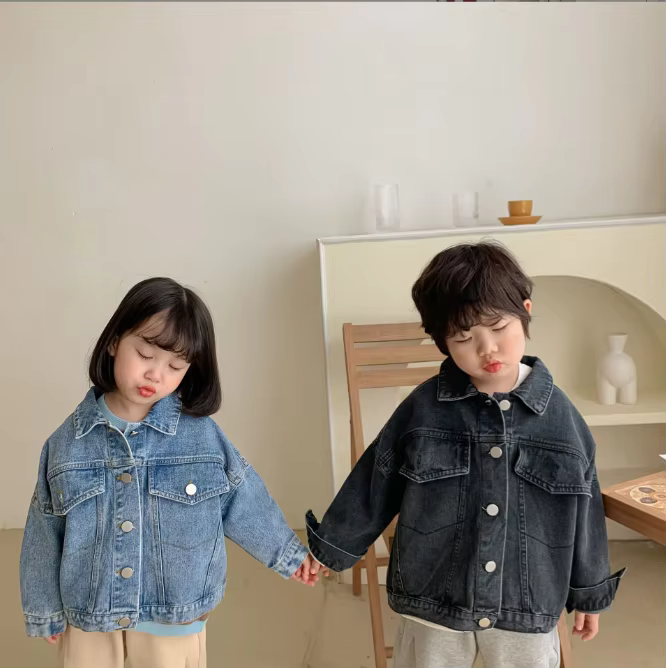 2025 New Arrival Girls Boys Denim Coat Cotton Spring Full Sleeve Fashion Kids Coats 1-9 years A54
