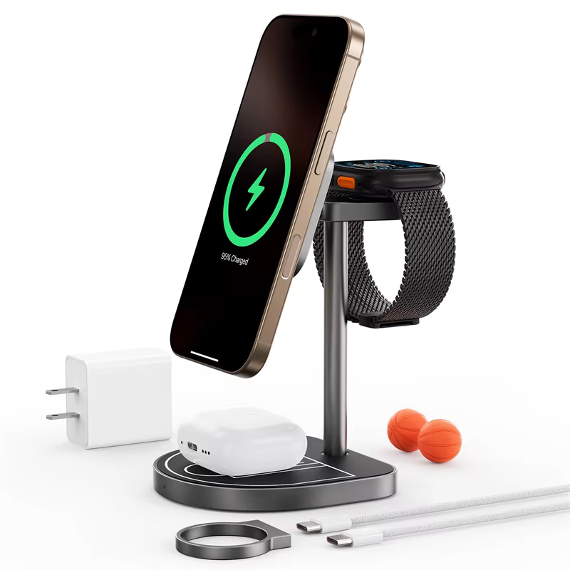 KUXIU X85 Magnetic Wireless Charging Stand Basketball Charging Holder For iPhone 17 16 15 14 13 Pro/Max,Apple Watch/AirPods