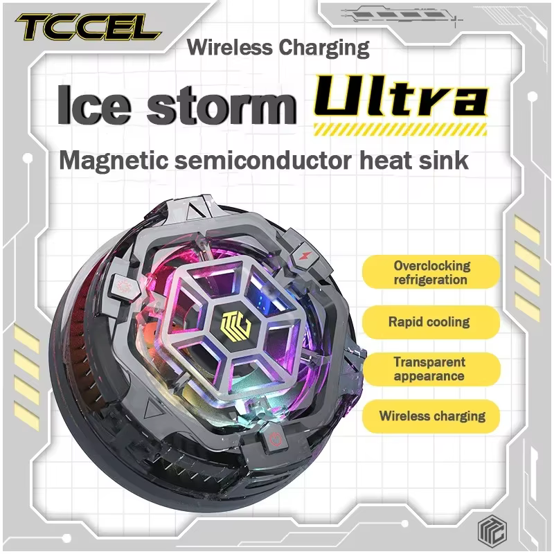 Magnetic/ Back-clip Semiconductor Cooling Radiator Type-c 3 Gears Adjustable Game Cooler with Wireless Chariging for IOS Android
