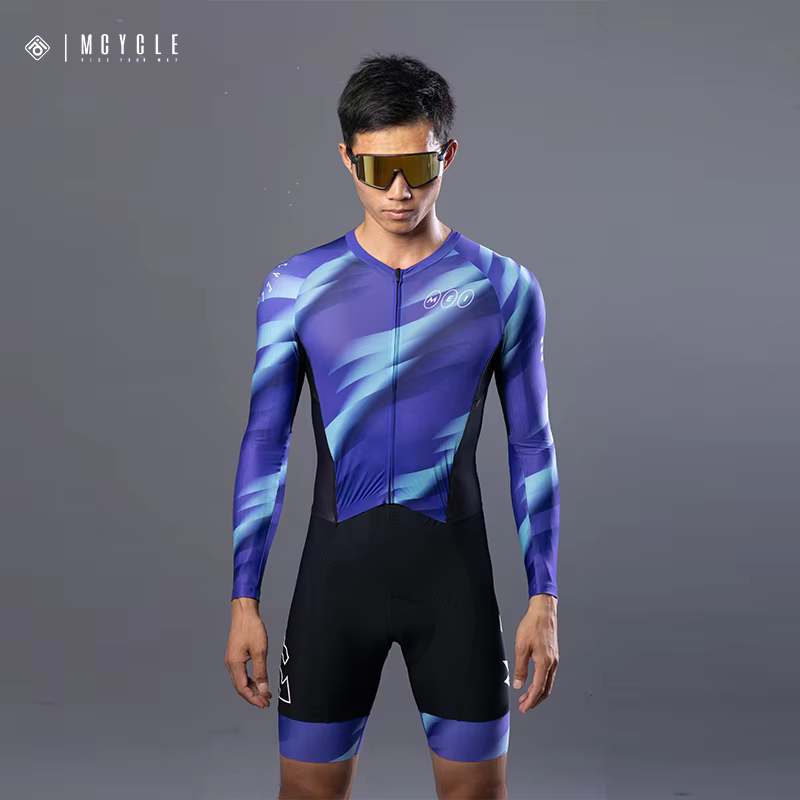 Mcycle Custom Aero Race Cutting Design Cycling Speed Suit Full Zipper Men's Cycling Clothing Breathable Triathlon Suit for Sport