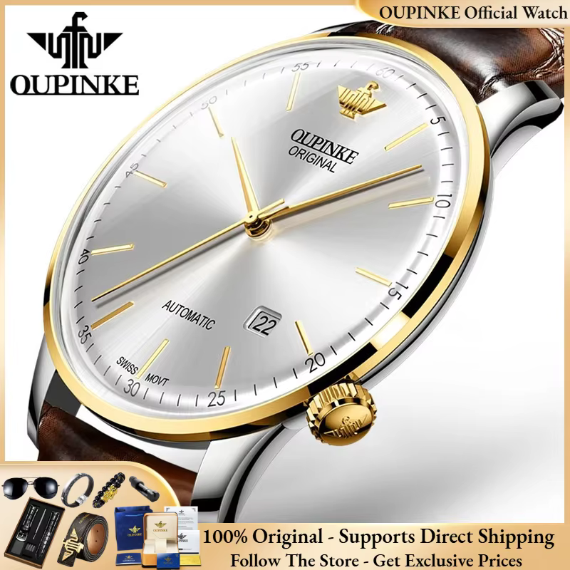 OUPINKE 3269 Men Watch Luxury Swiss Genuine Men All Automatic Mechanical Watch Top Brand Ultra Thin 7.3mm Men Watch Reloj Hombre