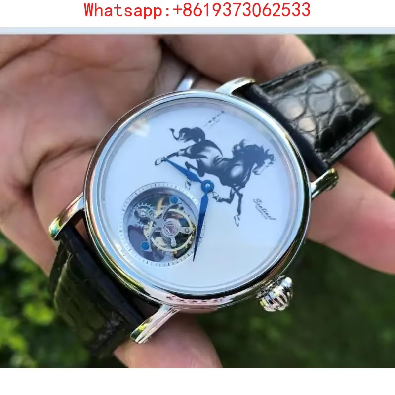 Tourbillon ST8000 Movement Watch. Horse Zodiac Tourbillon High-end Watch. Enamel Dial Men's Mechanical Watch