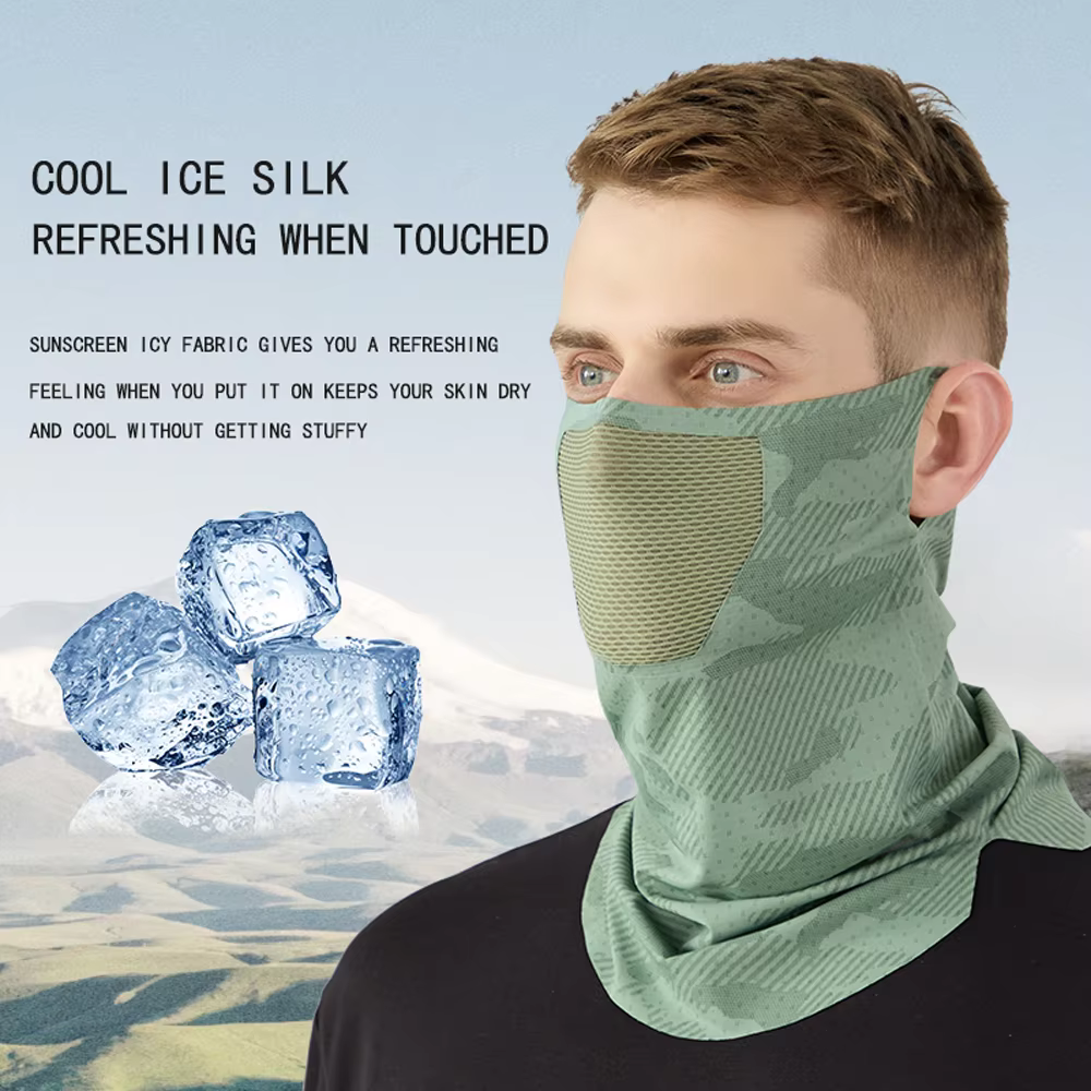 Sunscreen Face Mask Breathable Mesh Neck Gaiter Mask Scarf Ice Silk Outdoor Mask Driving Cycling Elastic Hanging Ear Mask