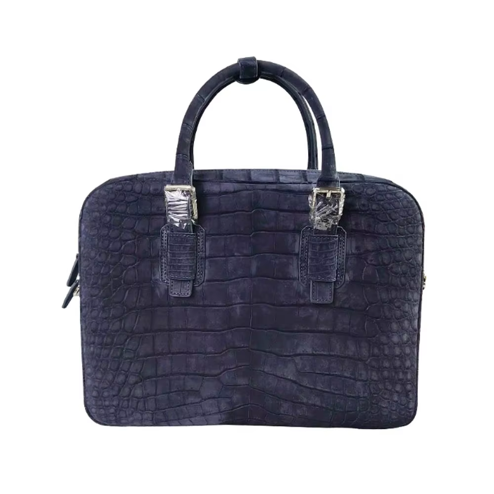 yongliang new navy blue men handbag crocodile bag briefcase male