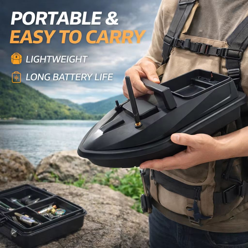 MBLN Mini Bait Boat 500m Remote Control, Ultra-Quiet Dual Motor, Cruise Control, 1.5kg Load, Night Lights, Auto Yaw Correction