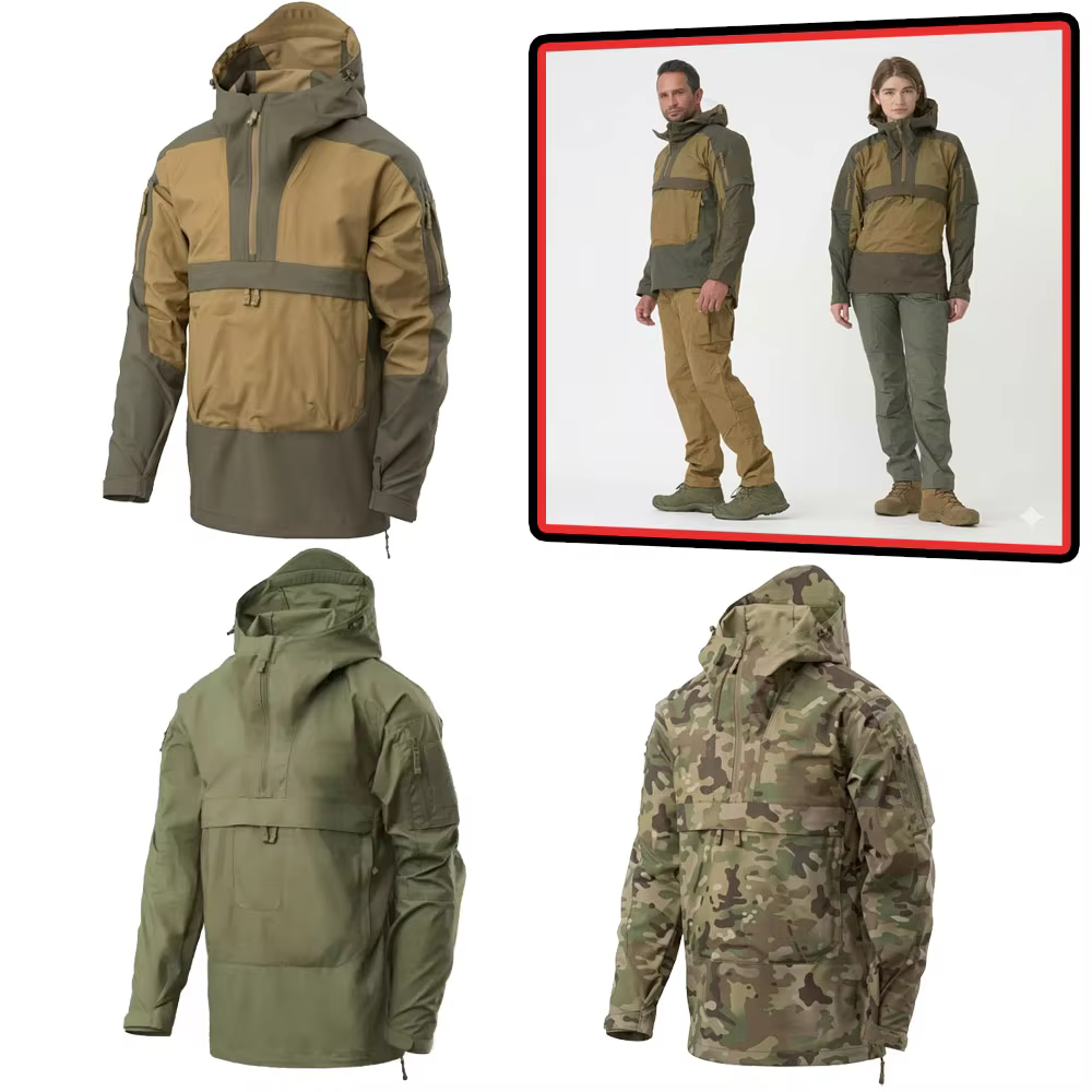 Tactical Anorak Jacket Men Outdoor Windbreaker Softshell Commuter Hooded Smock Multi-pocket Combat Military Style Cargo Pullover