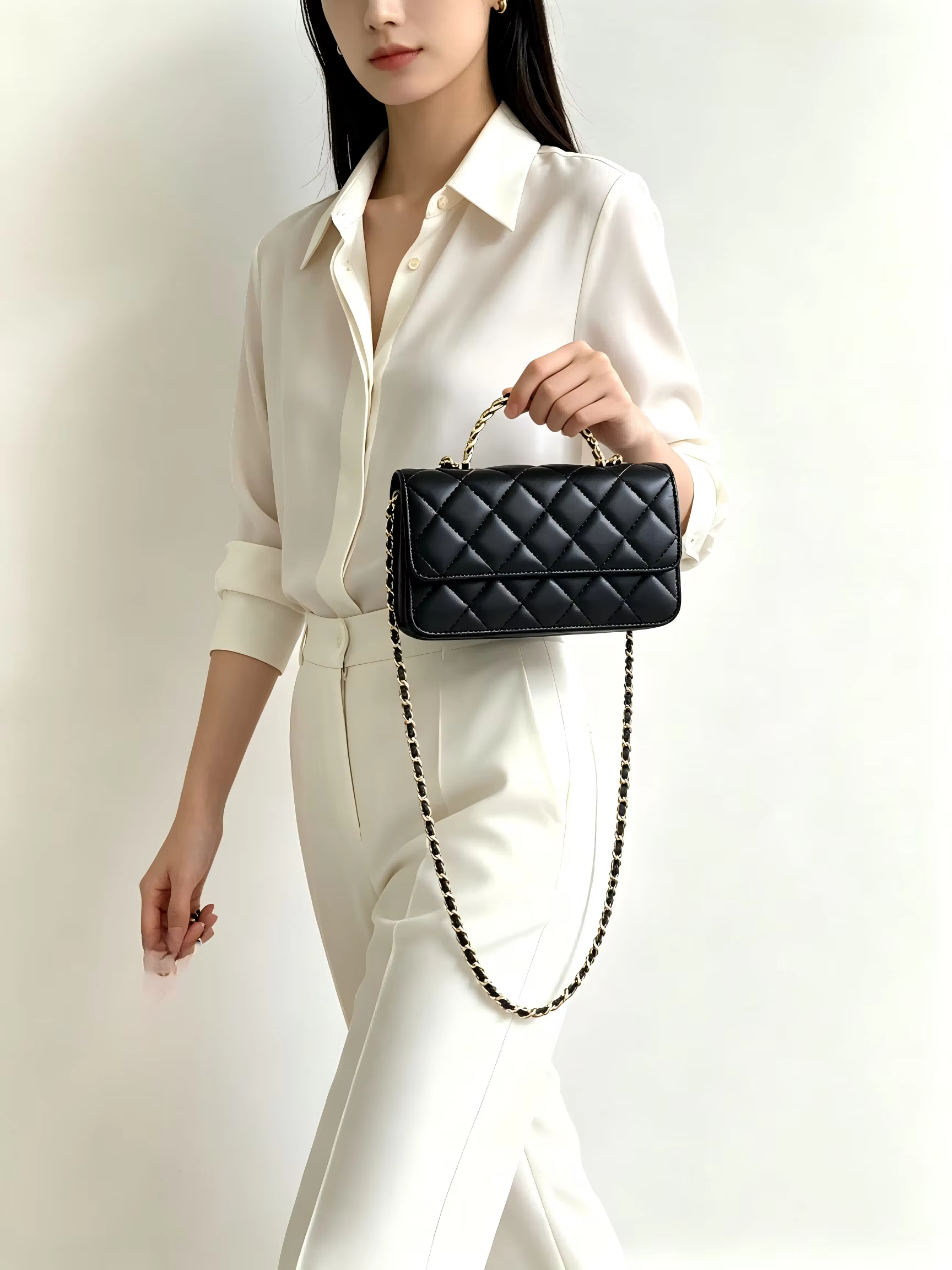 Stylish 2026 Leather Lady Crossbody Bag Chain Decor Daily Casual Dating Cosmetic Bag