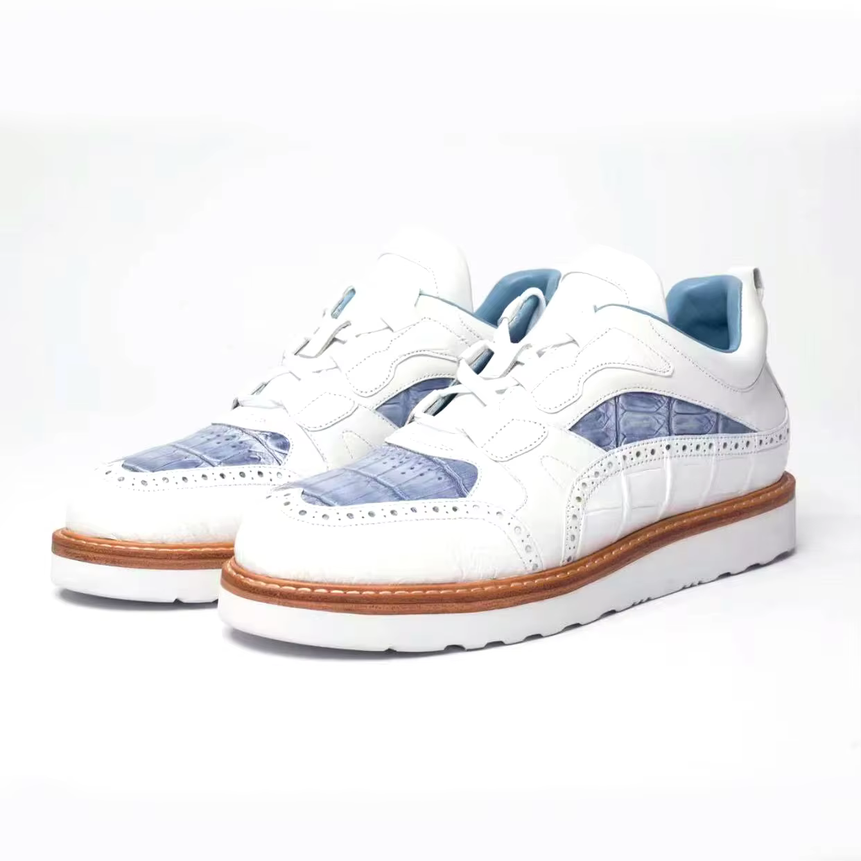 sanyeshechiping new men sports shoes male crocodile shoes white blue teo color men shoes fashion leisure running shoes