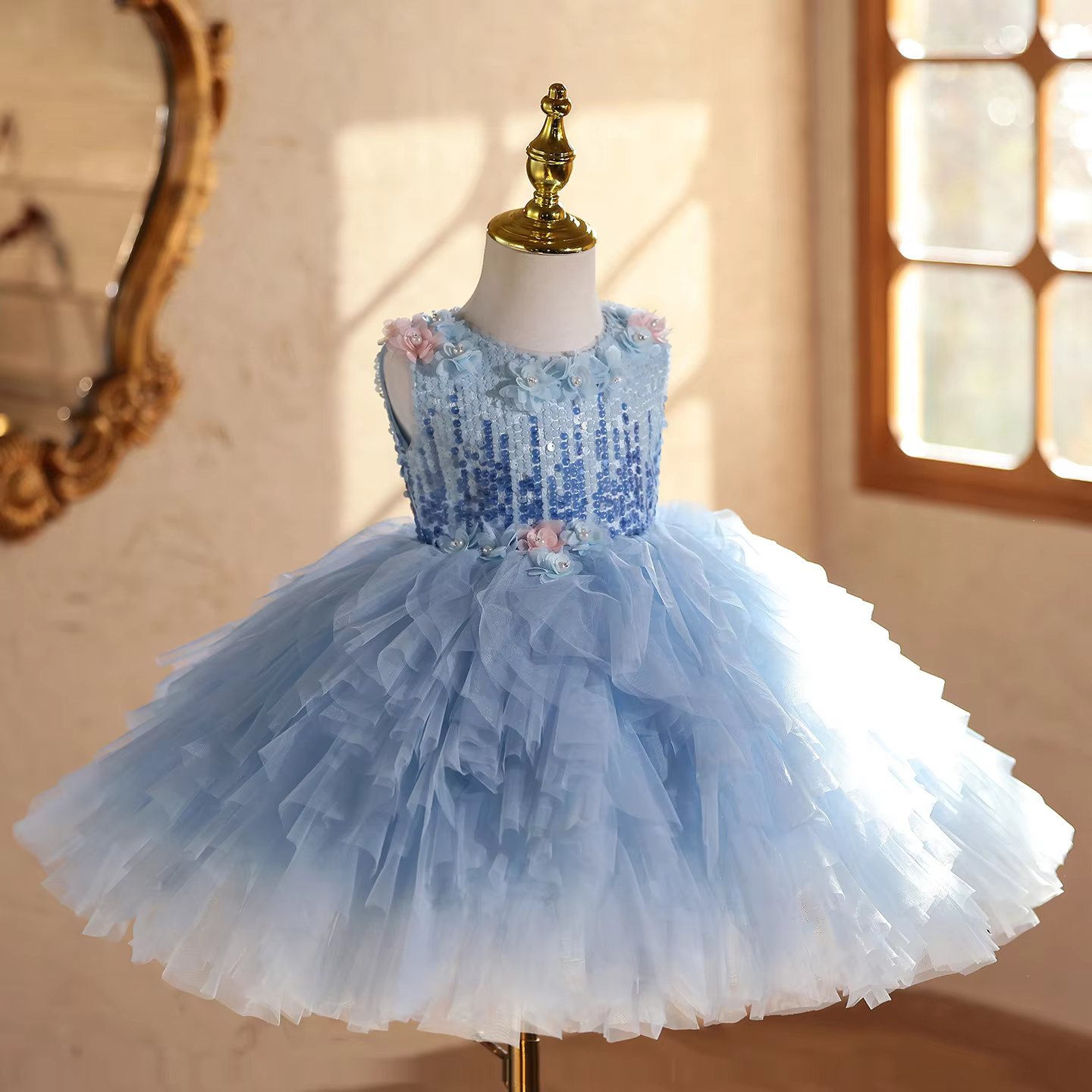 Children Cute Birthday Baptism Princess Ball Gown Girls Fashion Wedding Party Dress g506