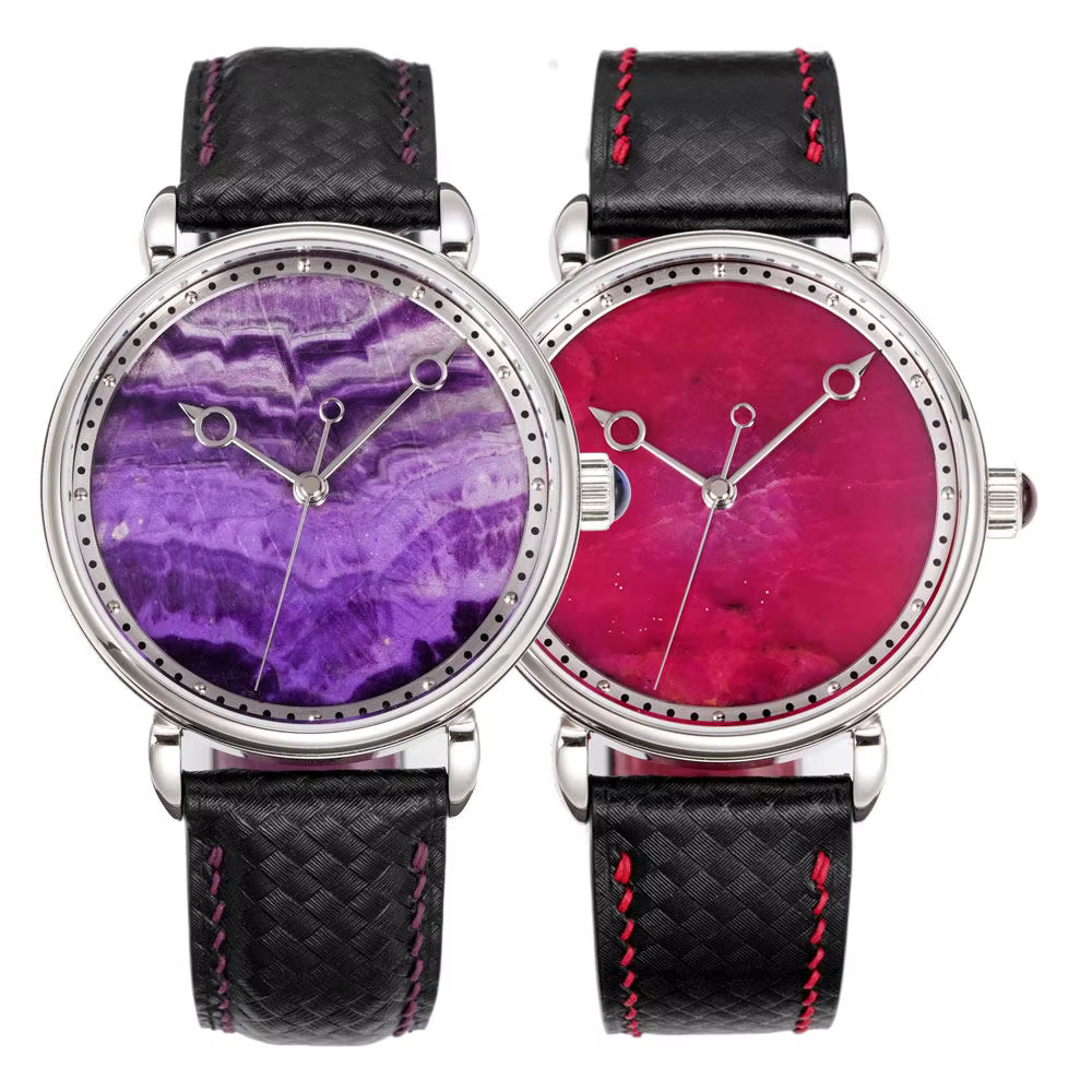 Huasuo Gemstone Dial Luxury Retro Men's Mechanical Watch SW300 Mechanical Movement Waterproof Watch