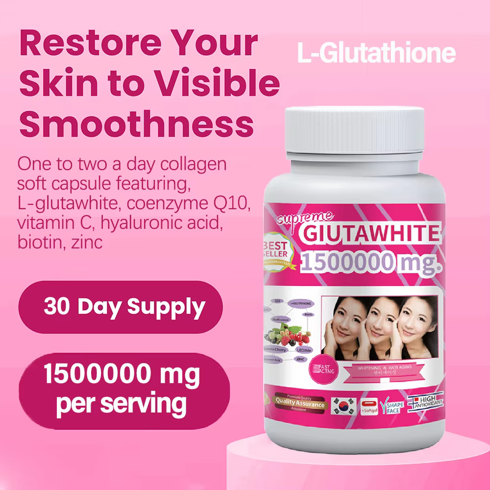 Gluta White 1500000mg Skin Whitening Pills Skin Lightening Pills with Vitamin C | Dark Spot Remover, Healthy Blood Circulation