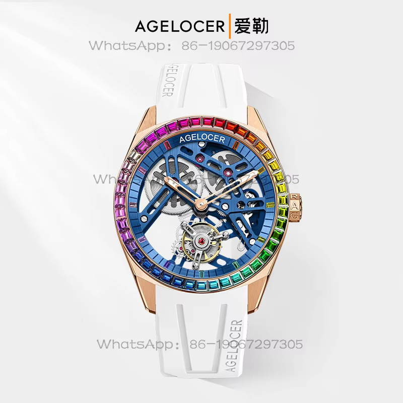 Aile AGELOCER Aigole Original Rainbow Circle Tourbillon High-end Hollow Mechanical Watch Gift for Boyfriend