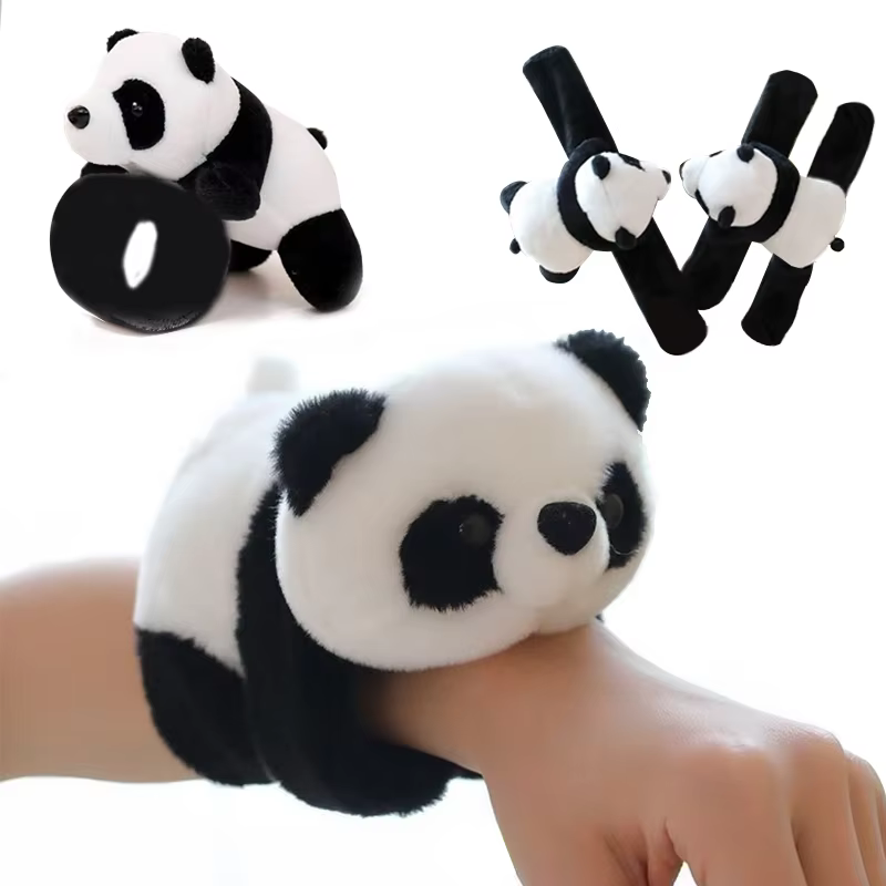 1pc Kawaii Animal Slap Snap Wrap Wristband Bracelet Panda Plush Hand Ring Wristband For Kids Toys Birthday Elegant Present