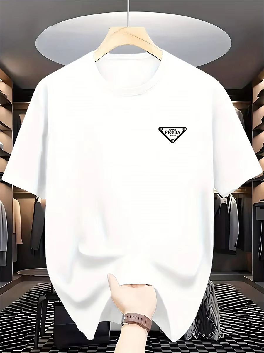 2026 New  men's Milan fashion trend international brand printed T-shirt, pure cotton round neck, casual urban luxury high-endY2K