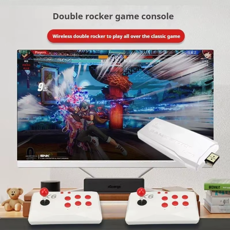 X6 Retro Video Game Console 2.4G Wireless 4K HD Double Rocker Console Stick 64GB Built-In 15000 Retro Games for Play Kids Gift