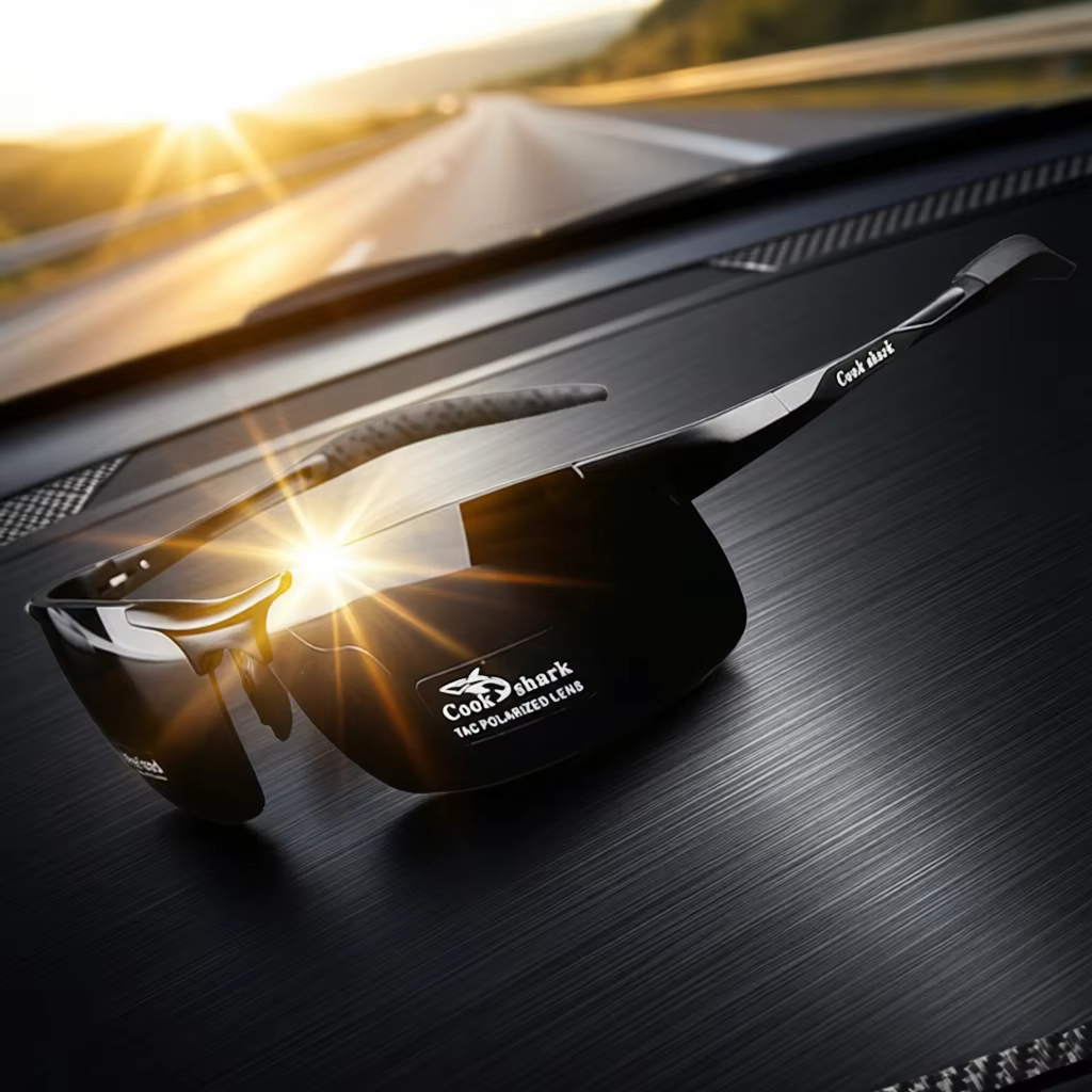 Cook Shark's neue Aluminium-Magnesium-Sonnenbrille, Herren-Sonnenbrille, HD-polarisierte Fahrer, Farbbrille, Flut