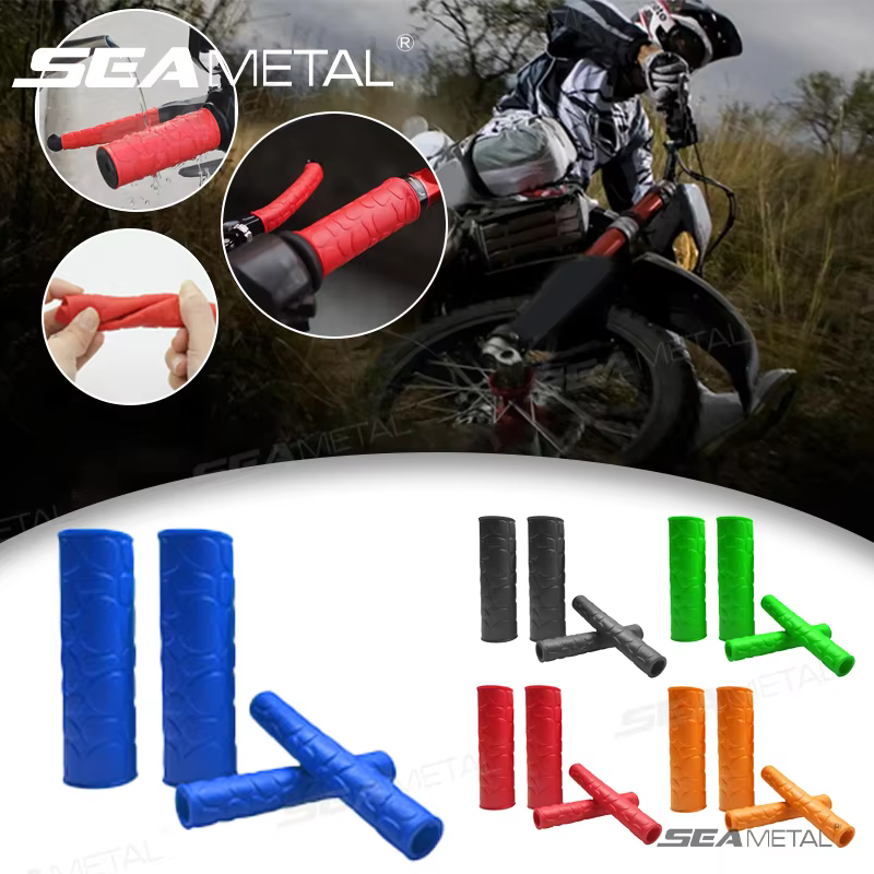 SEAMETAL 4Pcs Motorcycle Handlebar Grip Sleeve Rubber Anti-Slip Motorbike Handle Cover Brake Clutches Lever Protector Sleeves