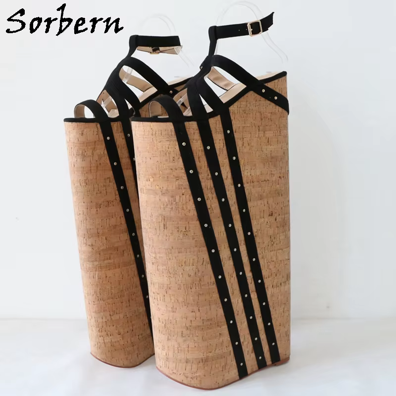Sorbern 50Cm Wedge Sandals Unisex Slingback Sexy Fetish Drag Queen Crossdresser Shoes Kinky Style Sandals Customized Platform