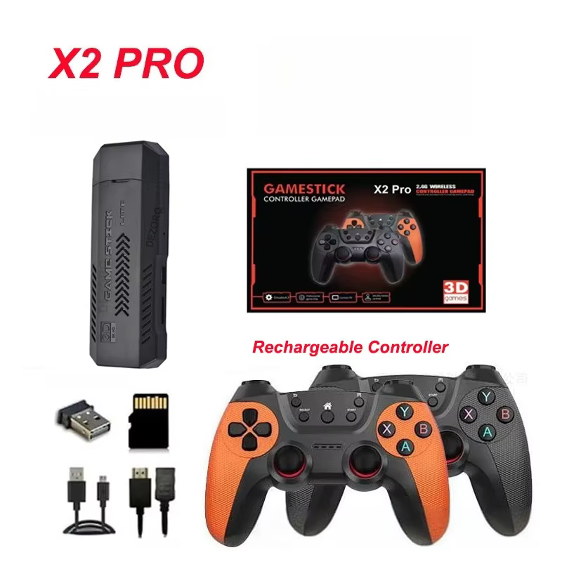 X2 Pro Retro Video Game Console 2.4G Wireless Dual Game Controller TV Game Stick  64G 20000 Games Two Player Gaming Console