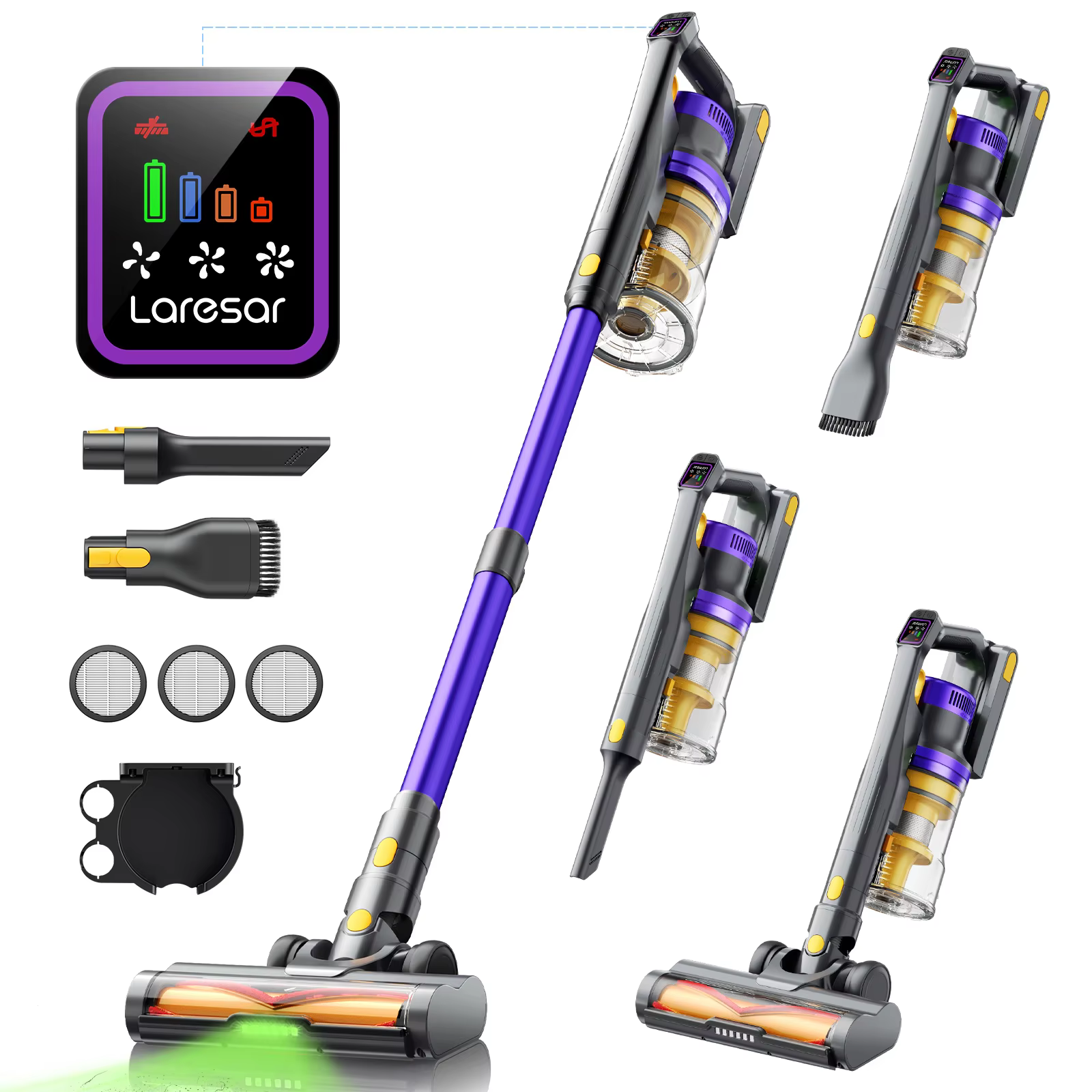 Laresar X11 550W 55000PA Suction Power Cordless Vacuum Cleaner Handheld Smart Home Dust Cup 60 Mins Runtime 3 Pcs Filte Set