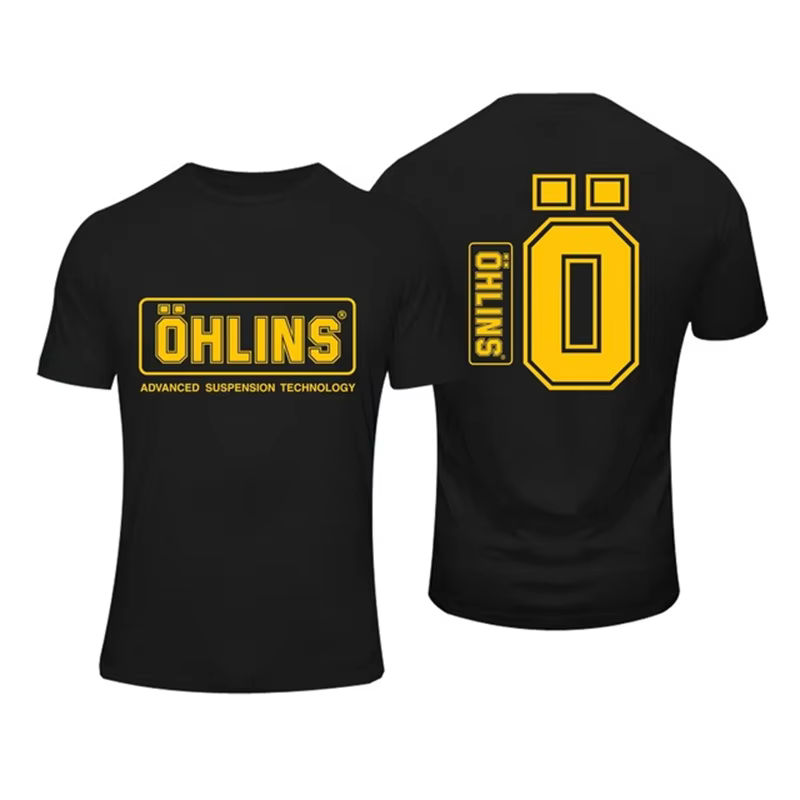 Amazing Tees Herren-T-Shirt „Ohlins Shock Suspension Car Motorcycle Sport Racing“ Sommerliches, lässiges, übergroßes Herren-T-Shirt mit kurzen Ärmeln