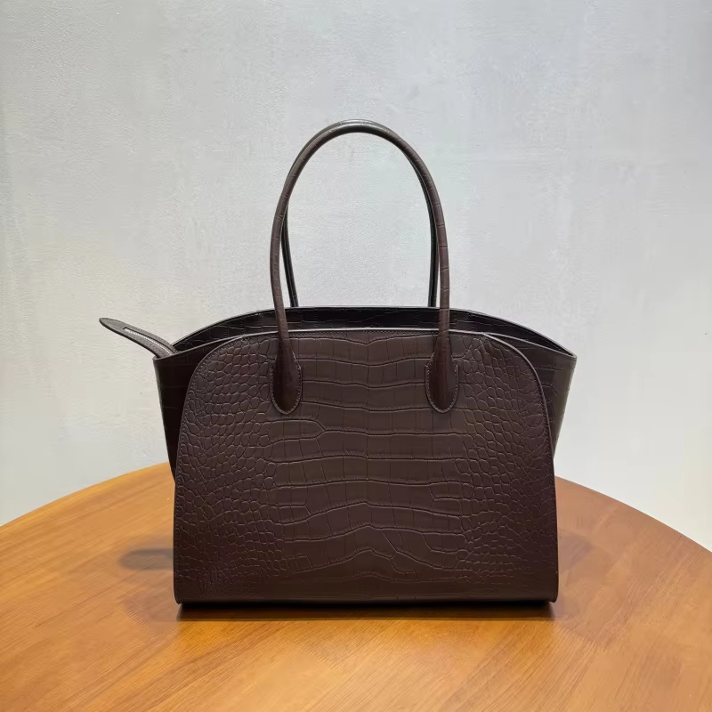 2026 Summer High Quality Samanta Crocodile Pattern Genuine Leather Handbag, Genuine Leather Large Capacity Women's Bag